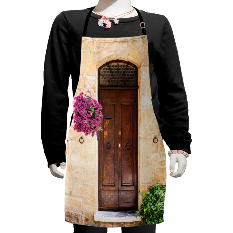 Rusty Wood Door Italian Kids Apron