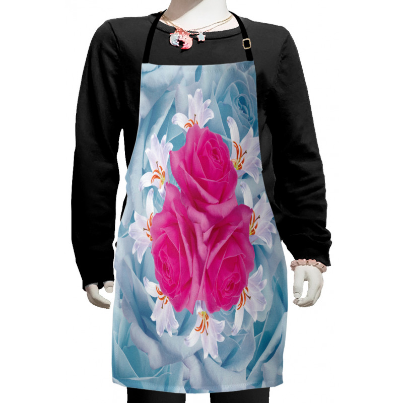 Graphic Roses and Lilies Kids Apron