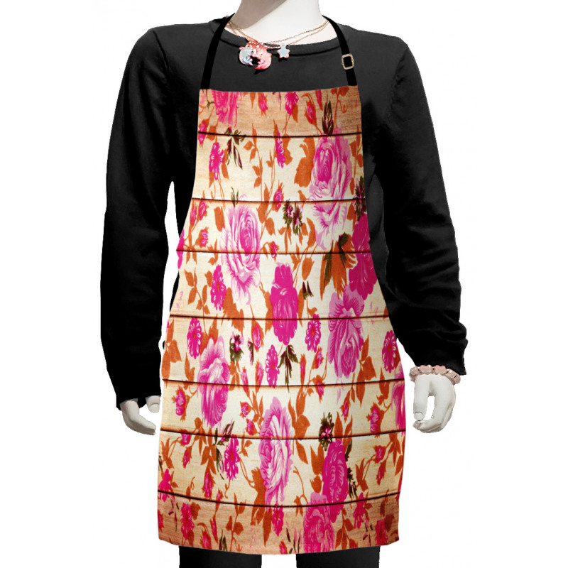 Roses on Wood Backdrop Kids Apron