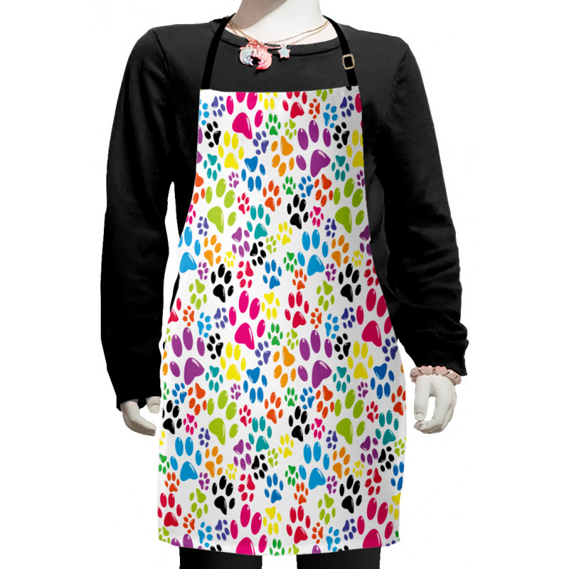 Cartoon Dog Paw Traces Kids Apron