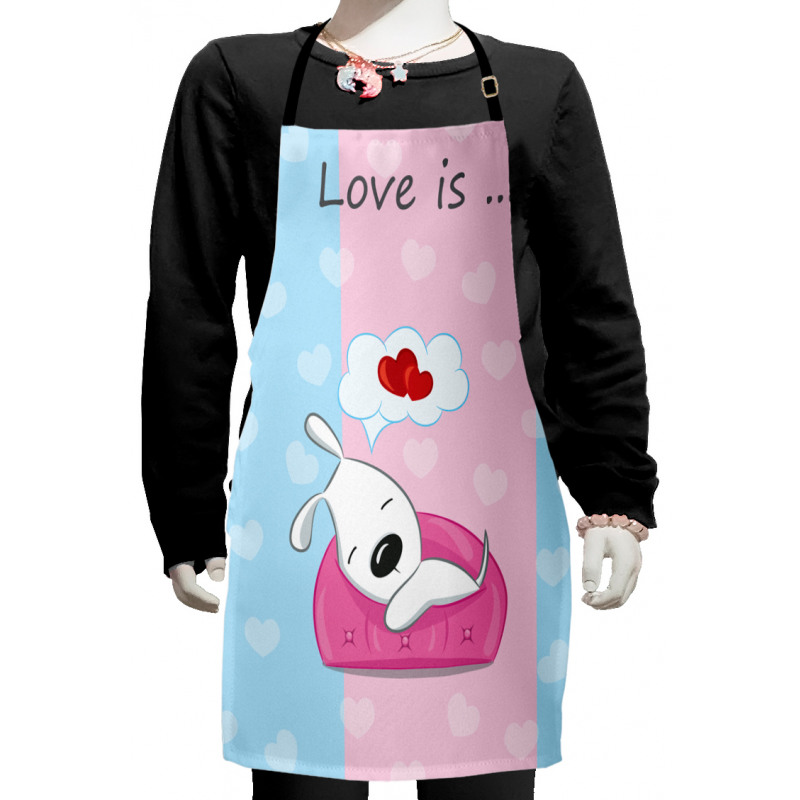 Puppies on Sofa Heart Shape Kids Apron