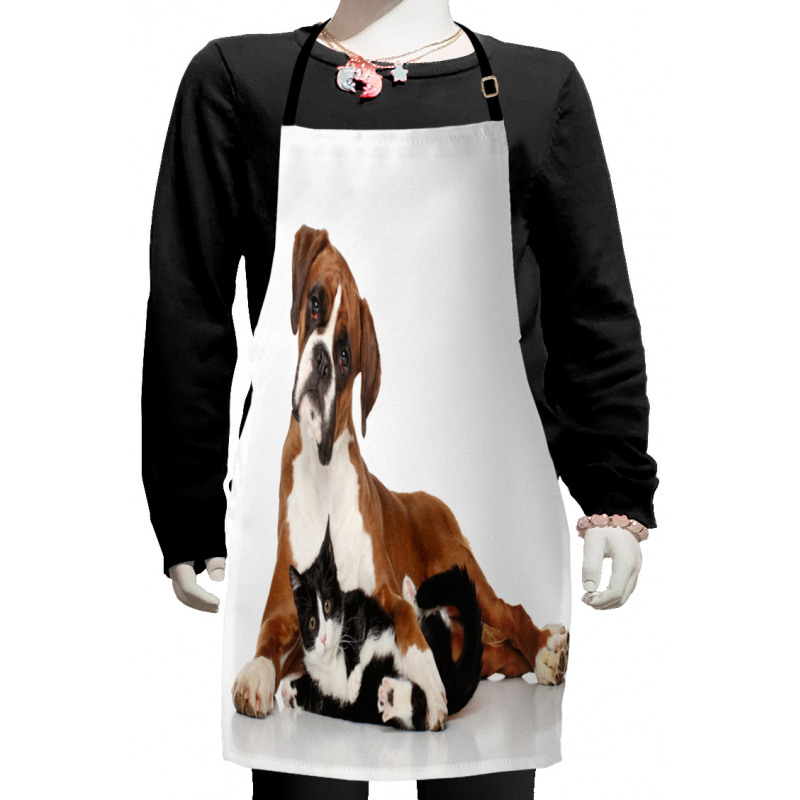 Cat Dog Friends Portrait Kids Apron