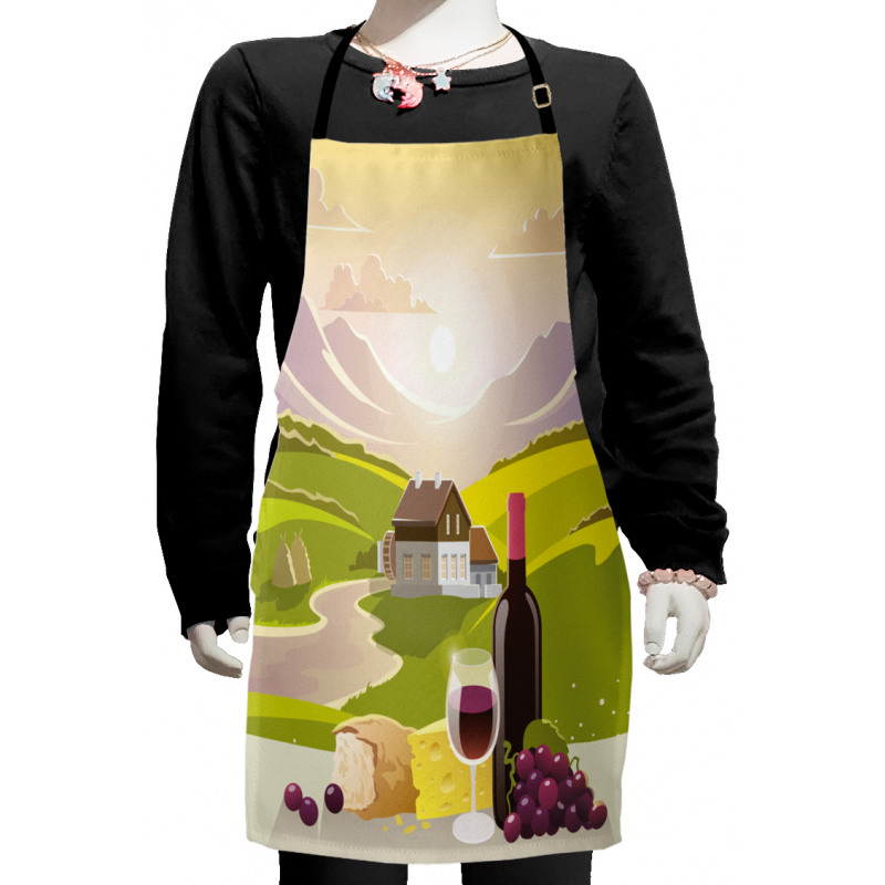 French Countryside Scene Kids Apron