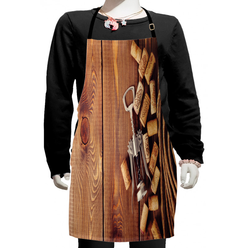 Wooden Table Wine Corks Kids Apron