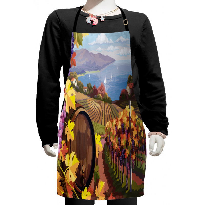 Cartoon Vineyard Grapes Kids Apron