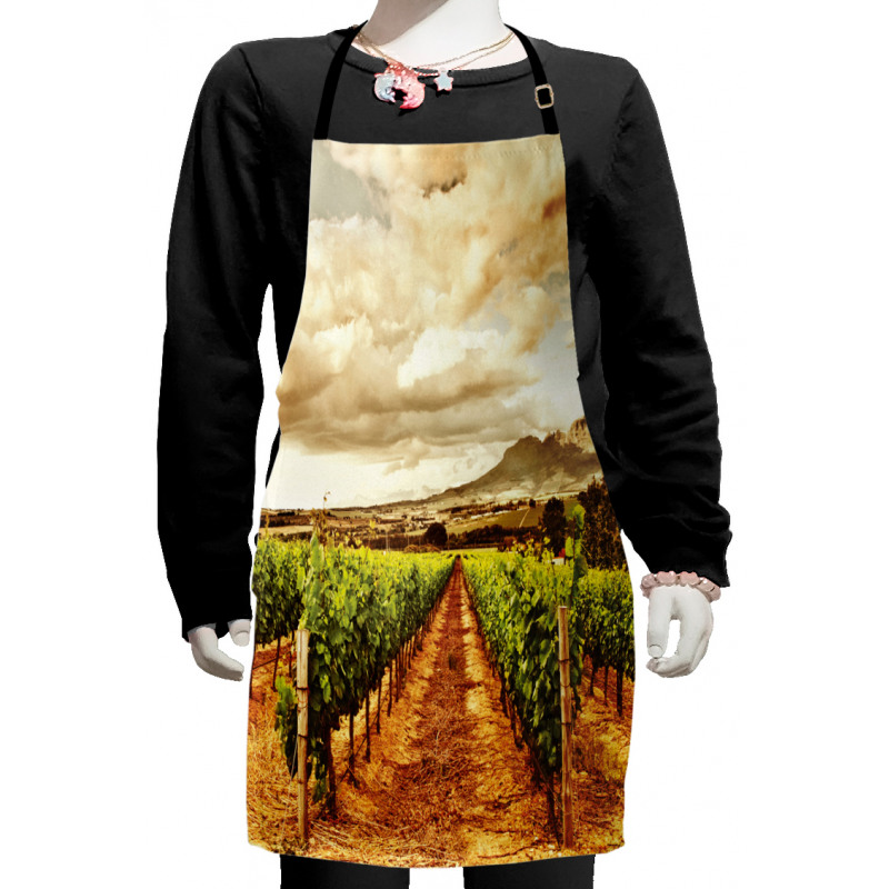 Cloudy Vineyard in Fall Kids Apron