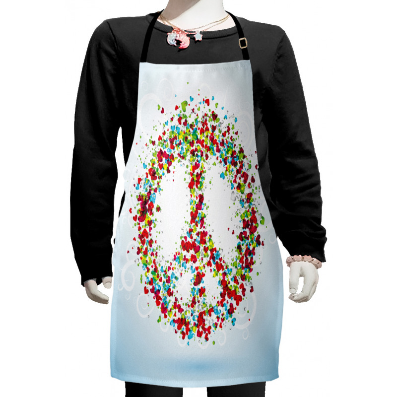 Peace Sign with Hearts Kids Apron