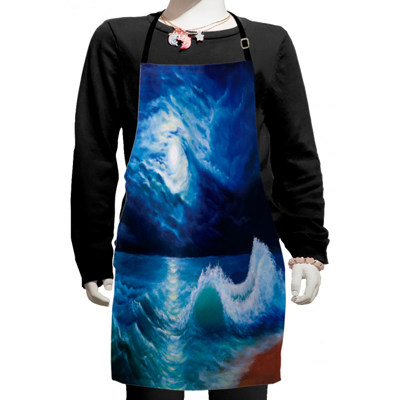 Moonlight over Wavy Sea Kids Apron