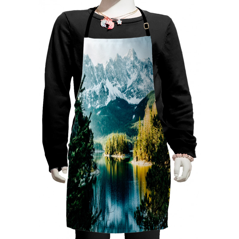 Mountain Frozen Lake Kids Apron