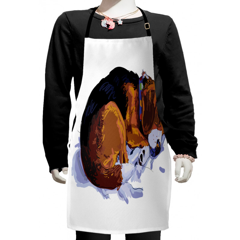 Sketch Drawing Doodle Style Kids Apron