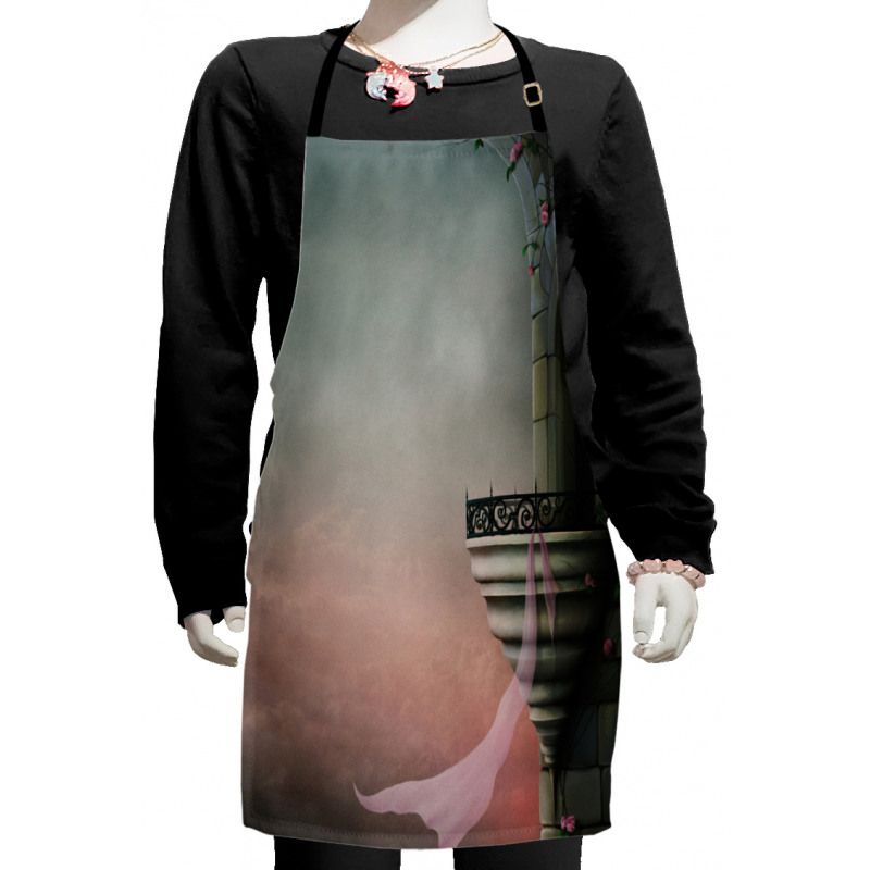 Old Medieval Tower Rose Kids Apron