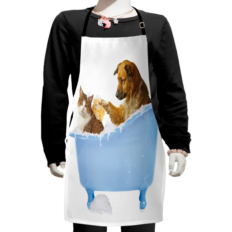 Dog and Cat in Bathtub Kids Apron