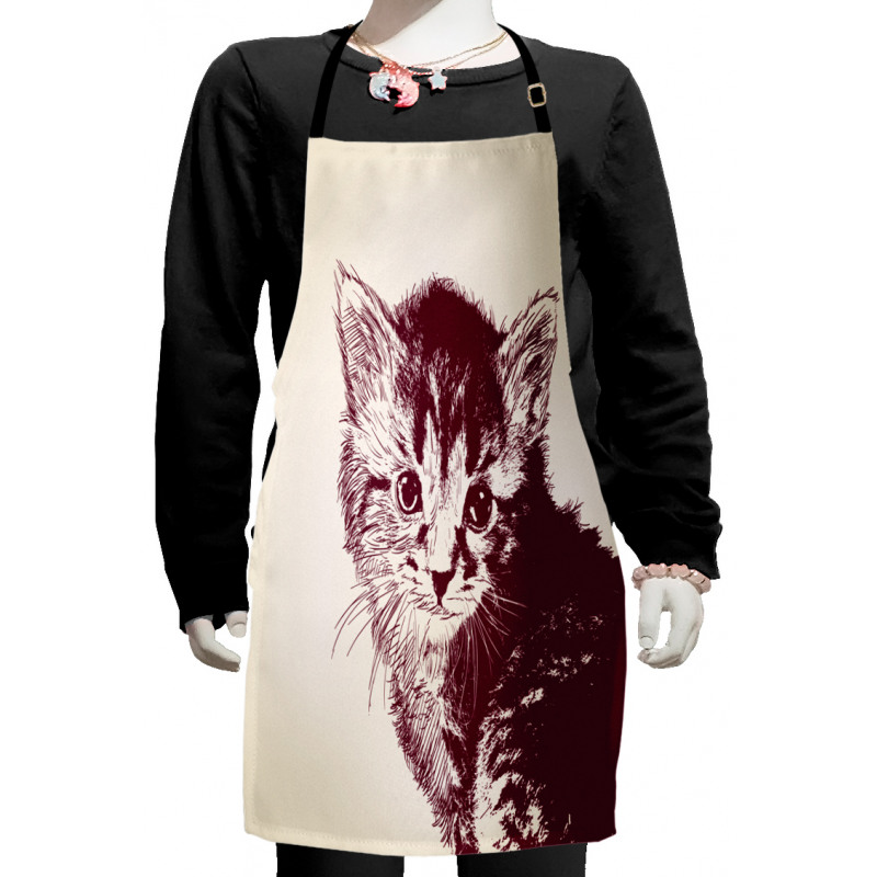 Grunge Retro Kitty Cat Kids Apron