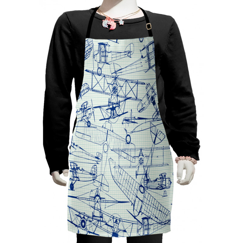 Old Airplane Drawing Kids Apron