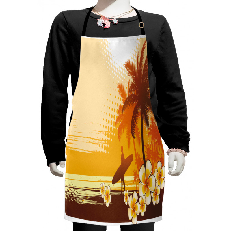 Surfer Tropical Landscape Kids Apron