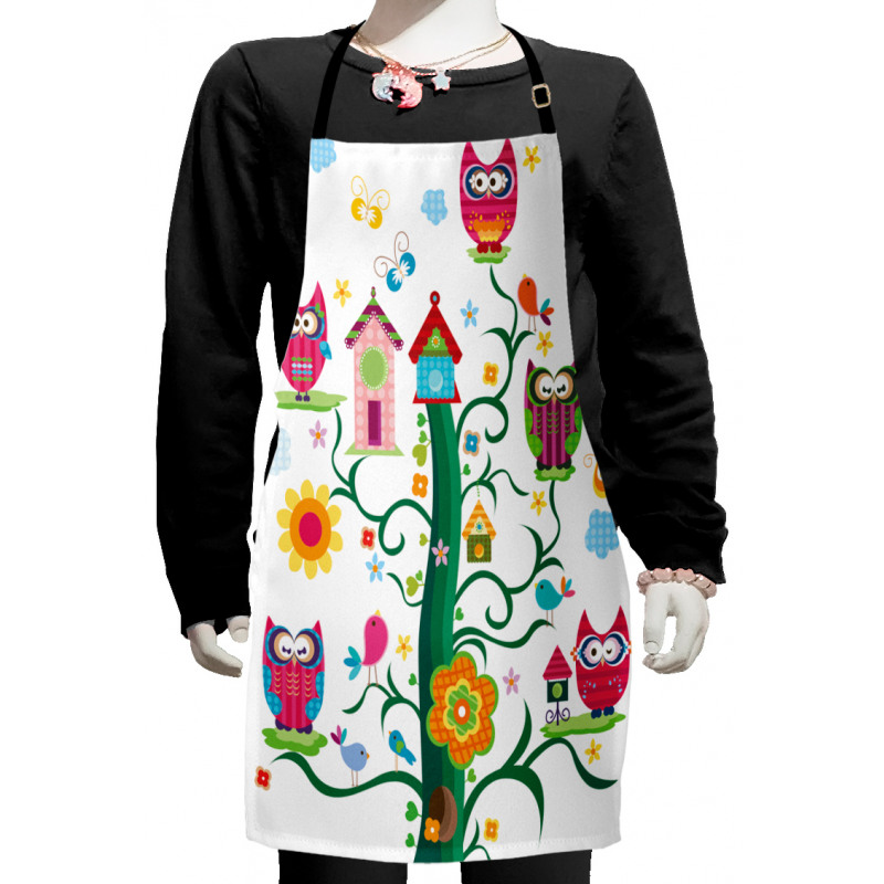 Owls on Tree with Dots Kids Apron