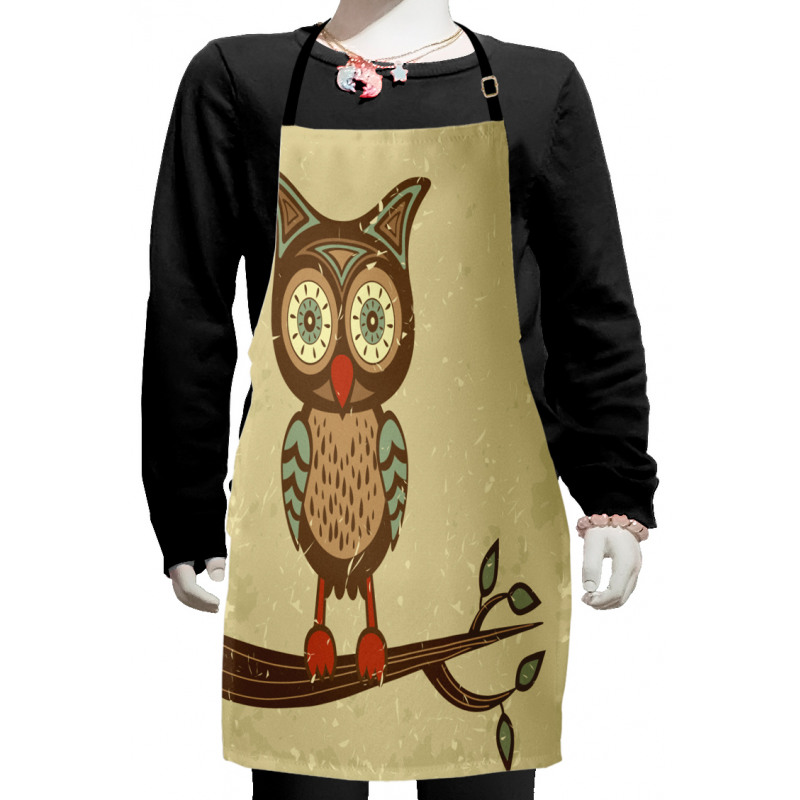 Owl Sitting on Branch Kids Apron