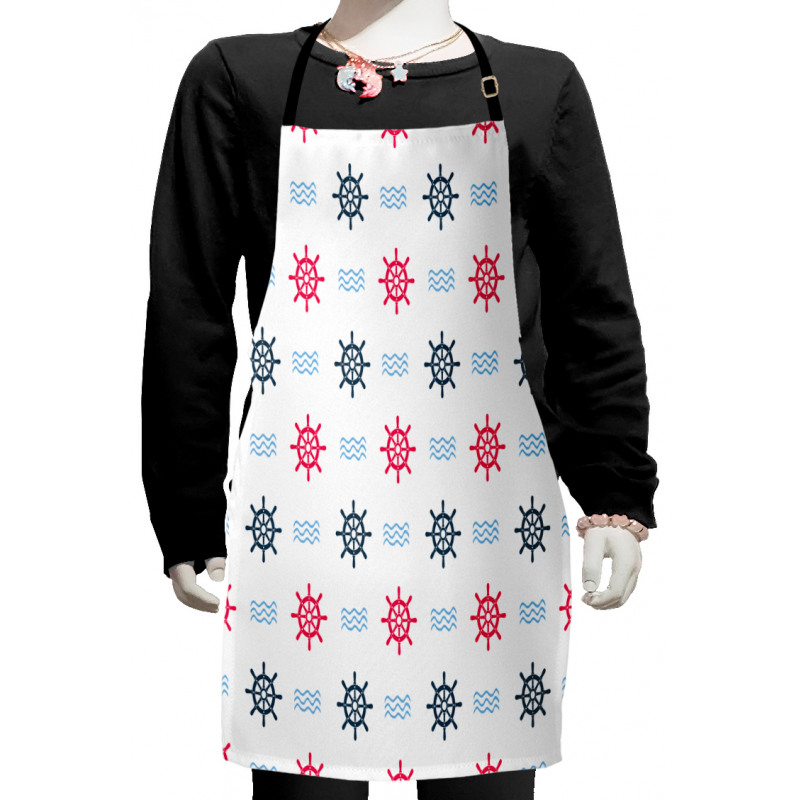 Ship Helm Waves Retro Kids Apron