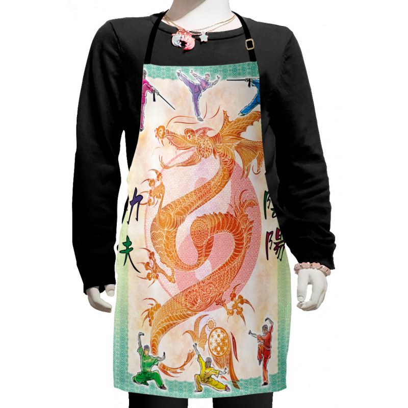 Colorful Dragon and Samurais Kids Apron