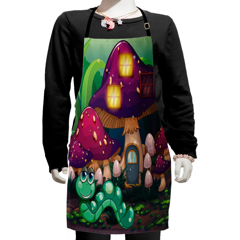 Worm Mushroom House Kids Apron