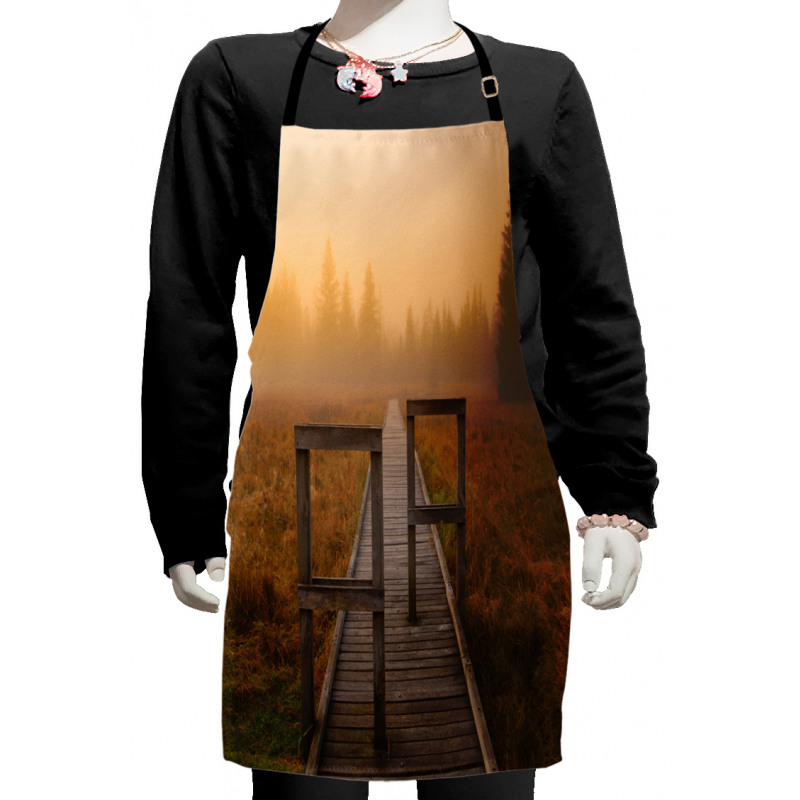 Foggy Day Fall Forest Kids Apron