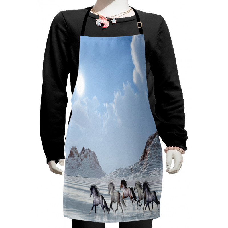 Snowy Day Wild Horse Kids Apron