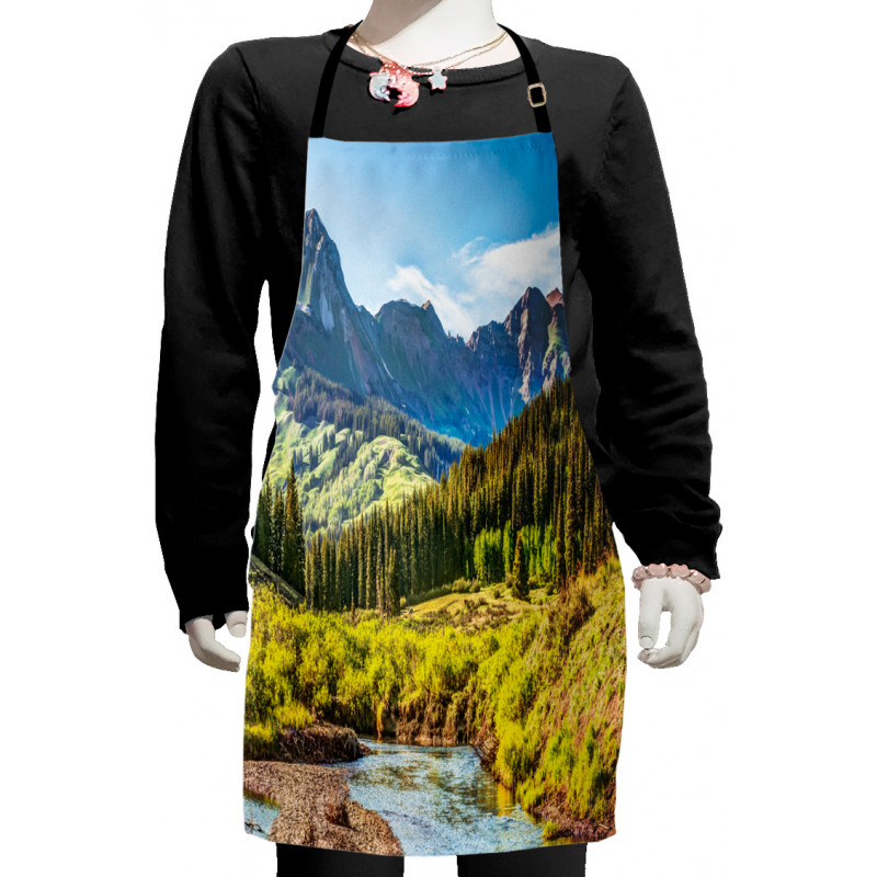 Mountain Forest River Kids Apron