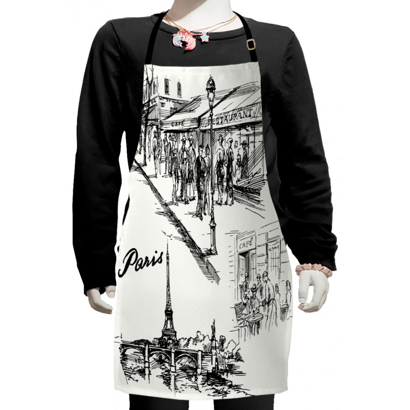 Retro Sketchy Paris Kids Apron