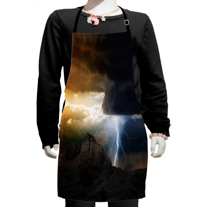 Dark Clouds Mountain Kids Apron