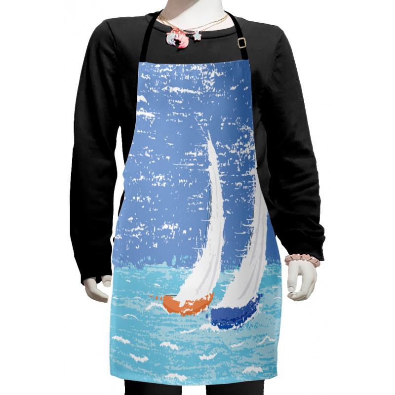 Grunge Sailboats Ocean Kids Apron