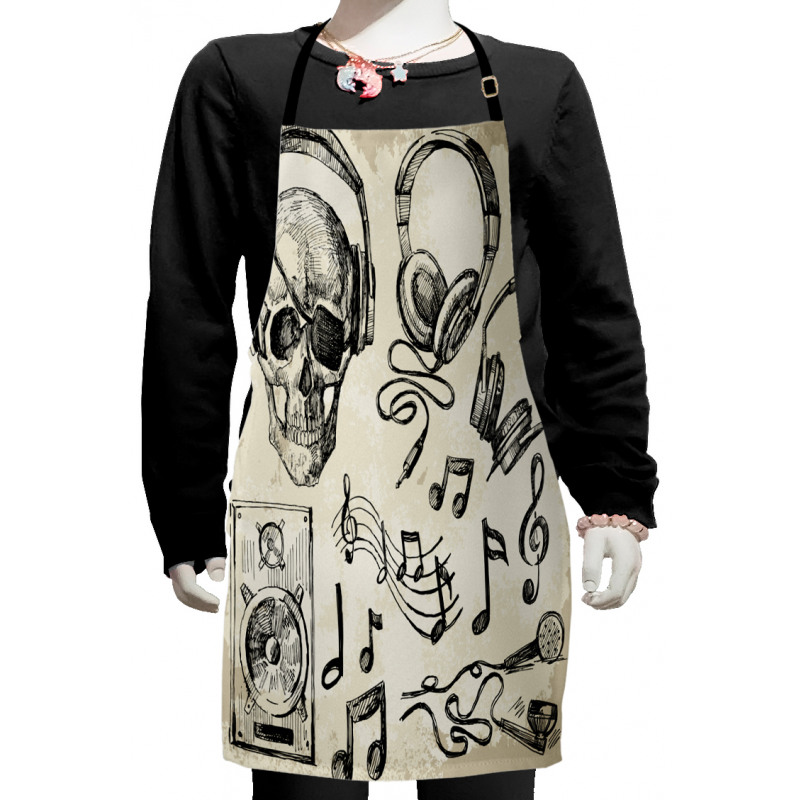 Music Hipster Skull Kids Apron