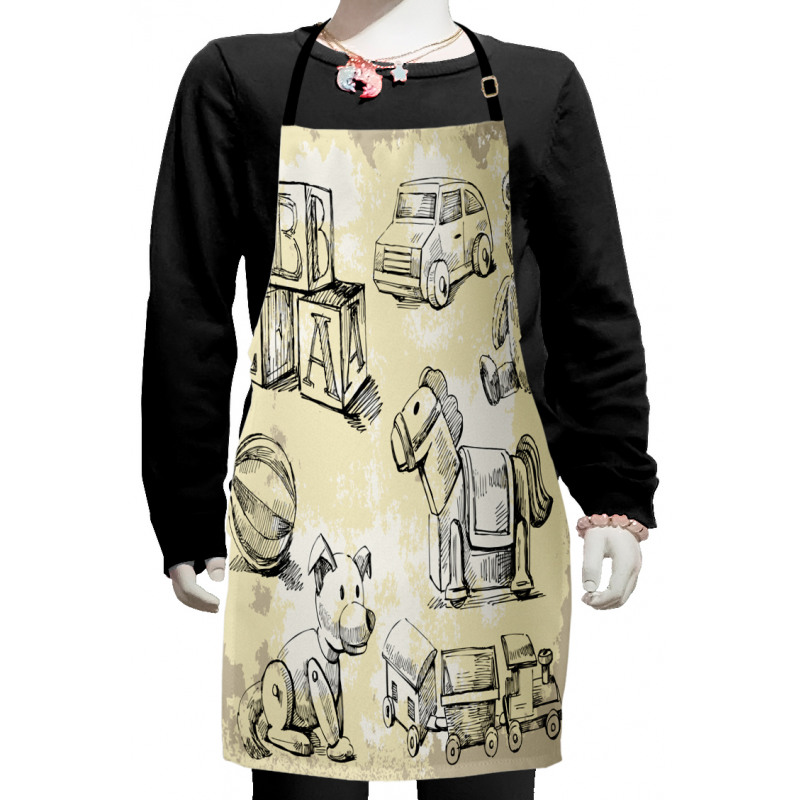 Hand Drawn Teddy Bear Kids Apron