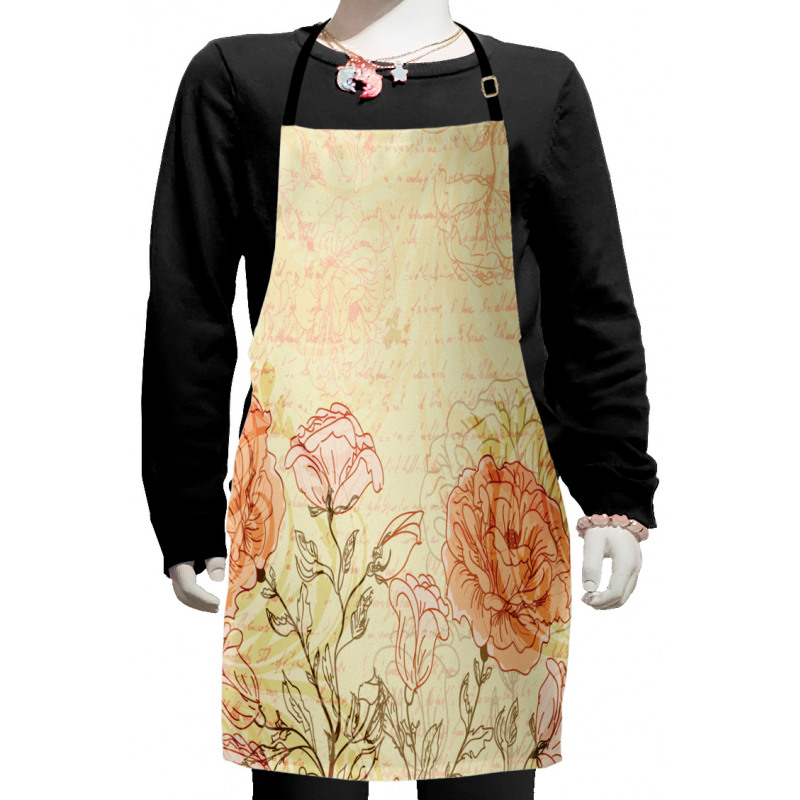 Grunge Retro Flowers Kids Apron