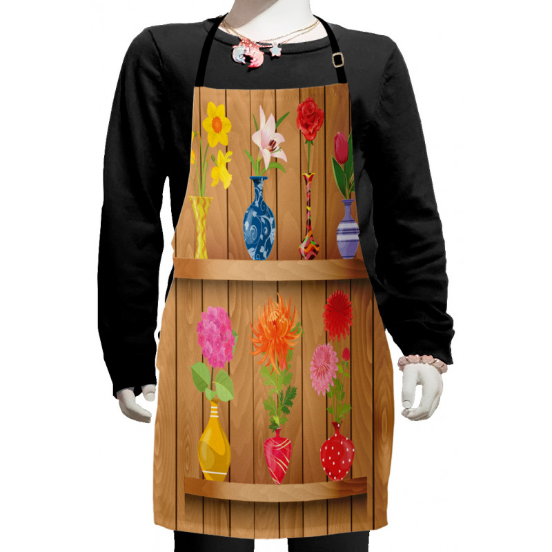 Cartoon Flowers in Vase Kids Apron