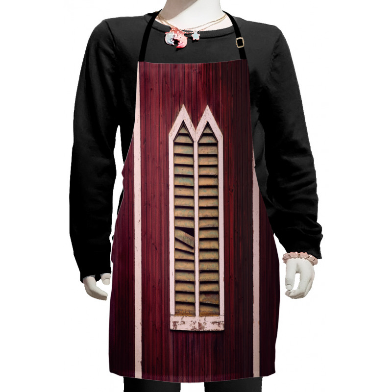 Retro Burgundy Shutters Kids Apron