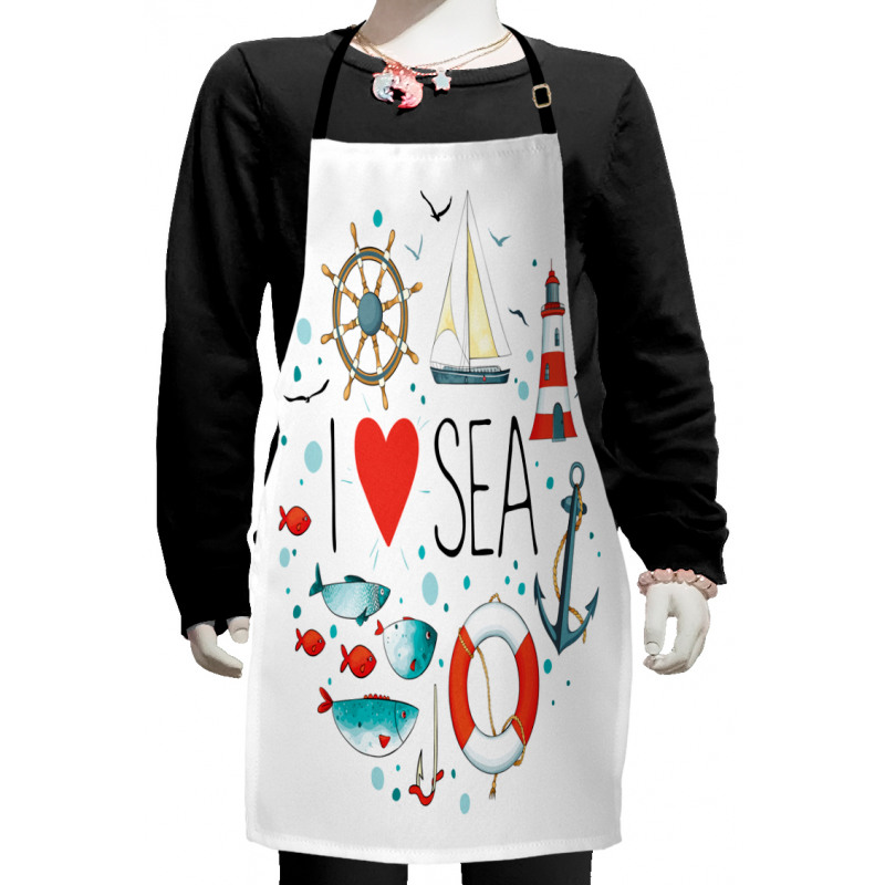 I Love Sea Words Kids Apron