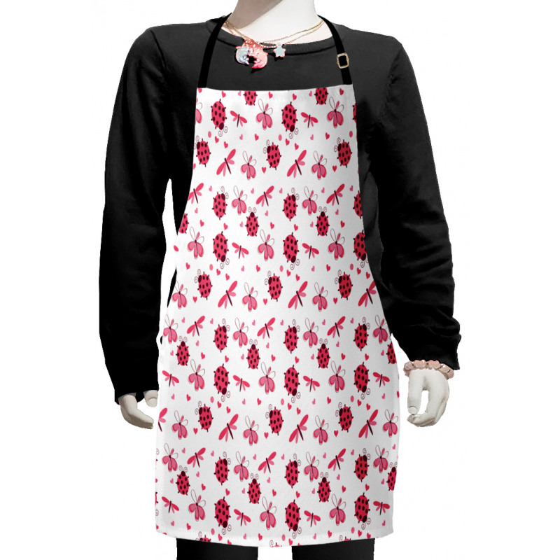 Dragonfly Ladybugs Hearts Kids Apron