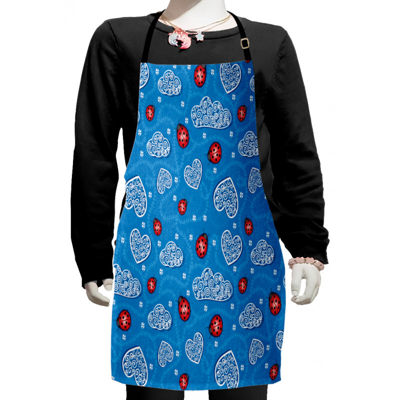 Ladybugs Hearts Clouds Kids Apron