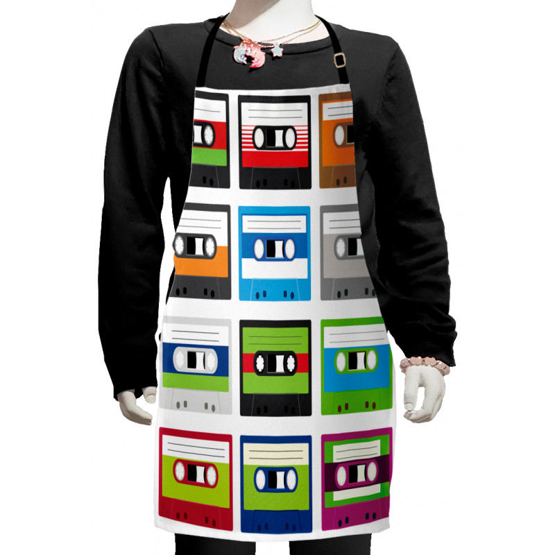 Retro Cassette Collage Kids Apron