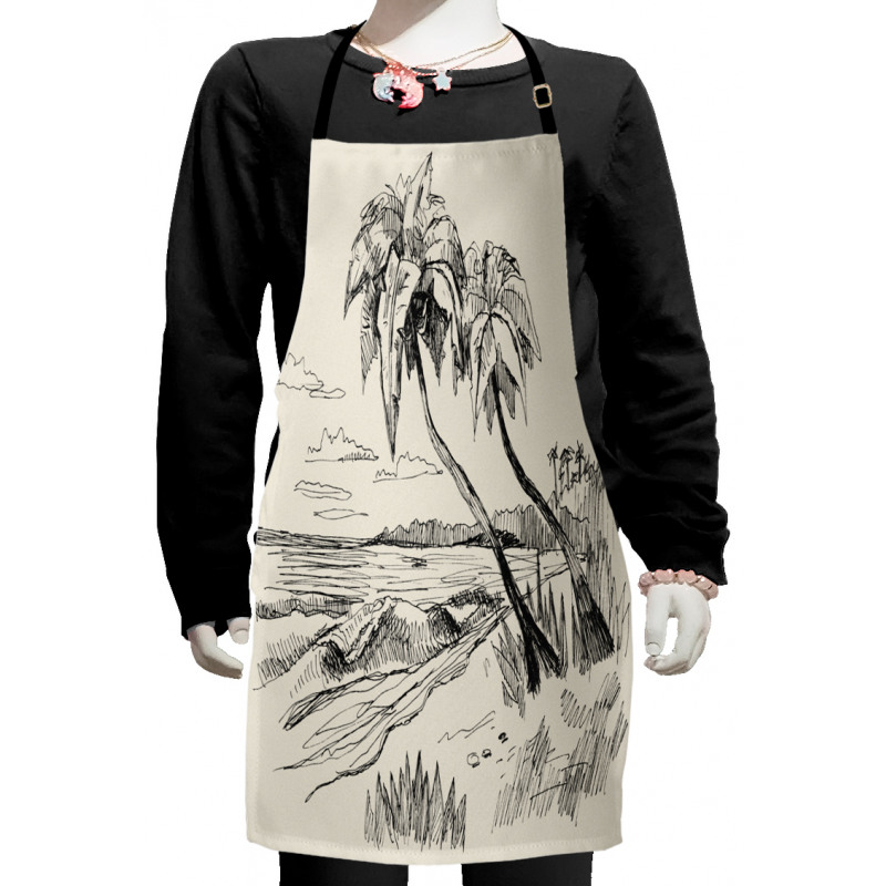 Tropical Beach Sketch Kids Apron