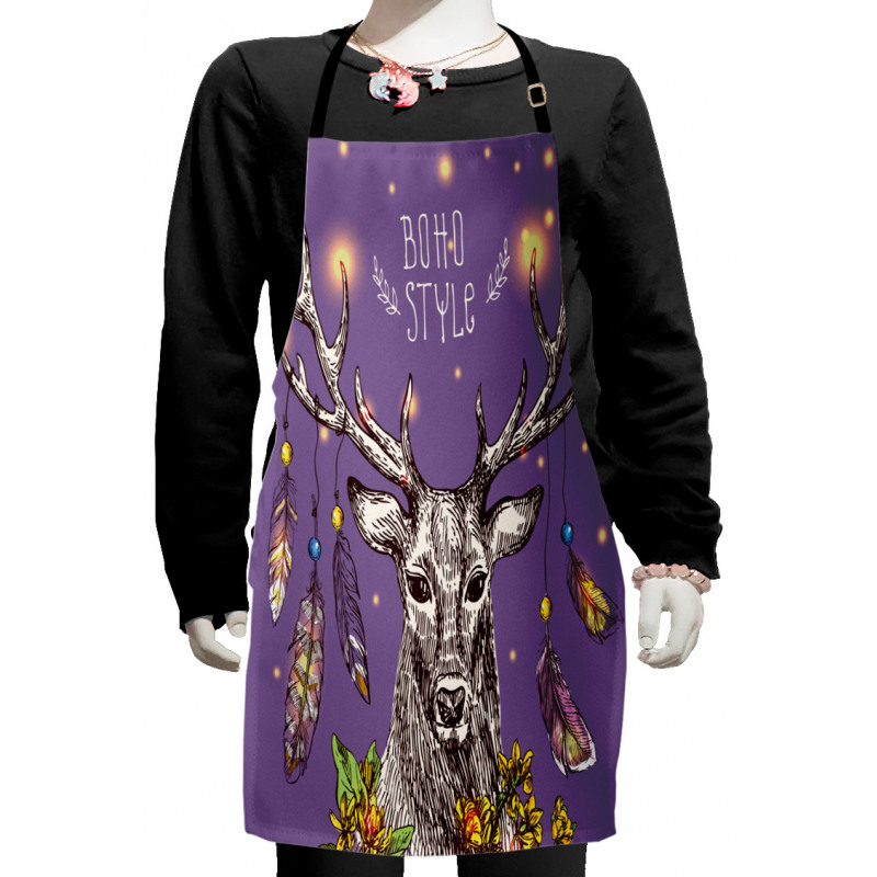 Wild Rein Deer Hand Drawn Kids Apron