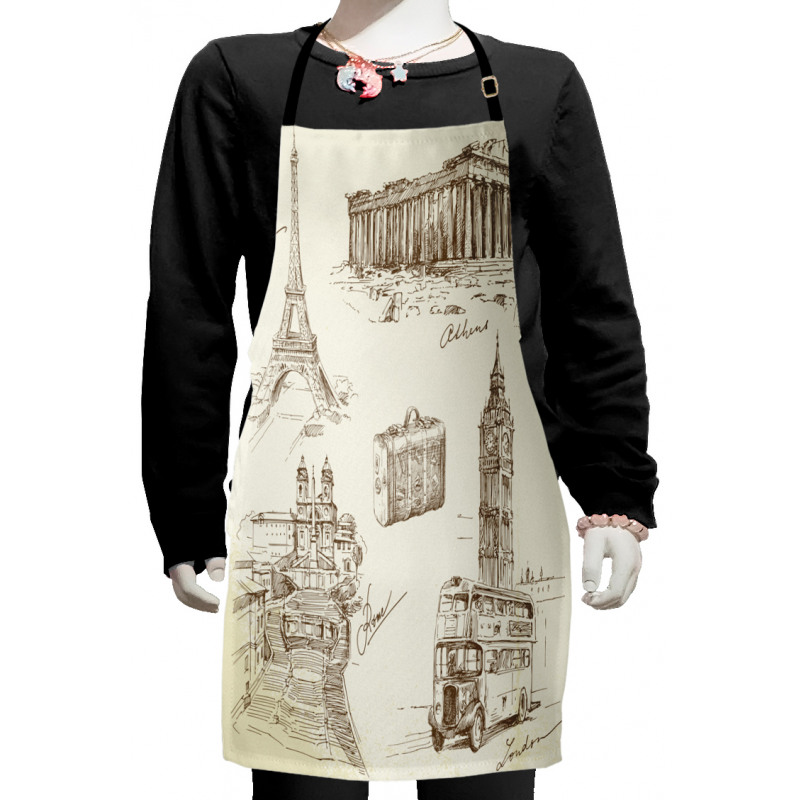 Travel over Europe Kids Apron