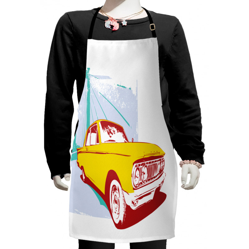 Old Car Grunge Artwork Kids Apron