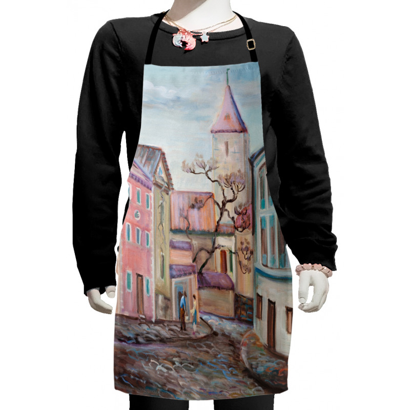 Watercolor Effect Town Kids Apron