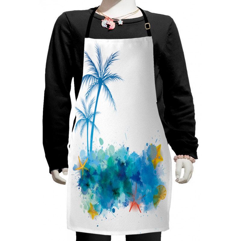 Seashells Blue Palm Art Kids Apron