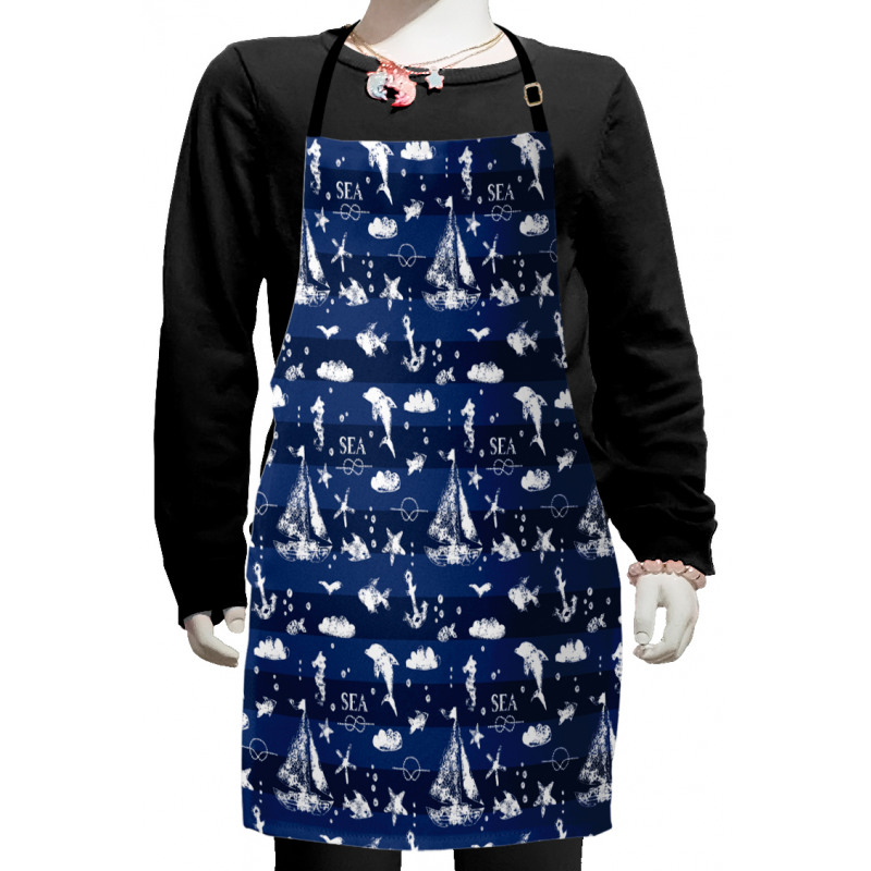 Grunge Anchor Ship Kids Apron