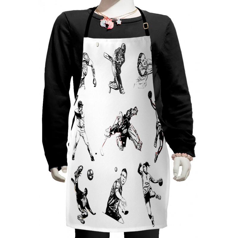 Sports Theme Sketch Kids Apron