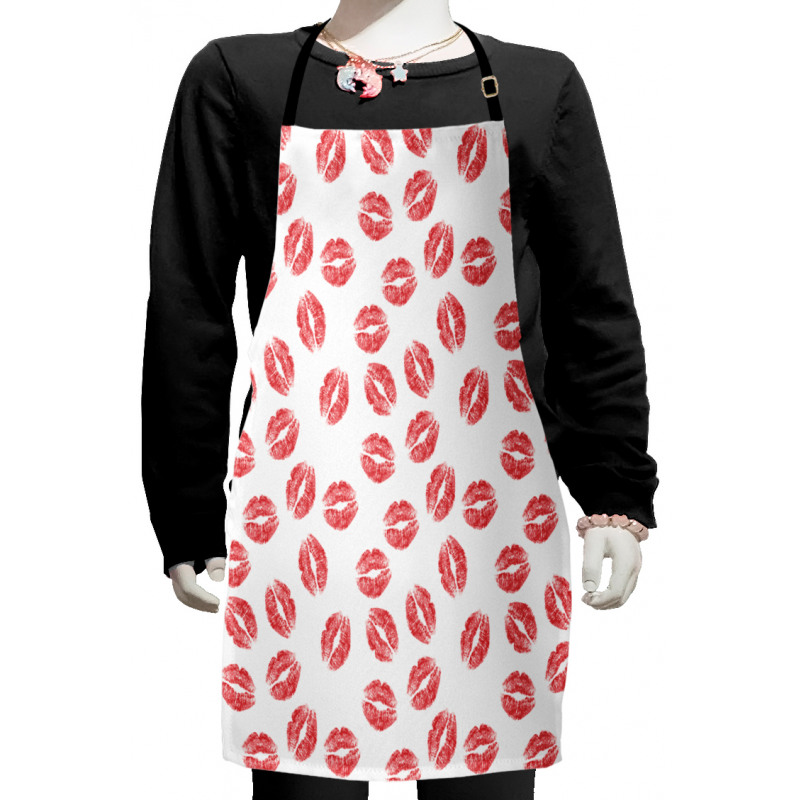 Red Lipsticks Kiss Marks Kids Apron