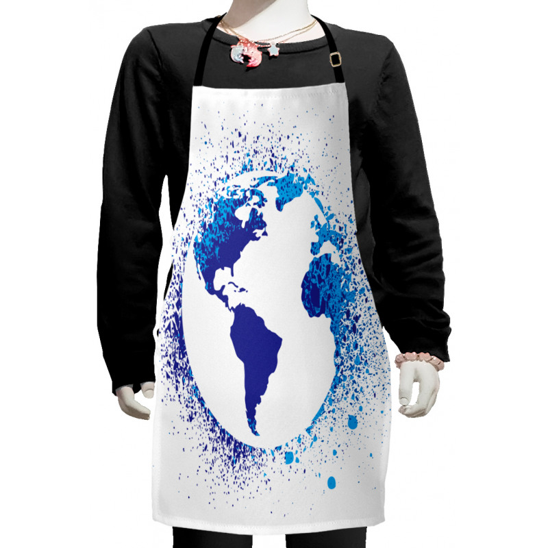 Globe Ink Effect Map Kids Apron