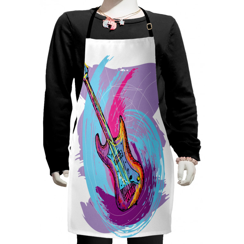 Hand Drawn Guitar Grunge Kids Apron